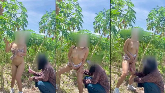 Đang public trên đồi thì gặp anh trai làm rẫy vào giúp một tay để người yêu đứng quay phim